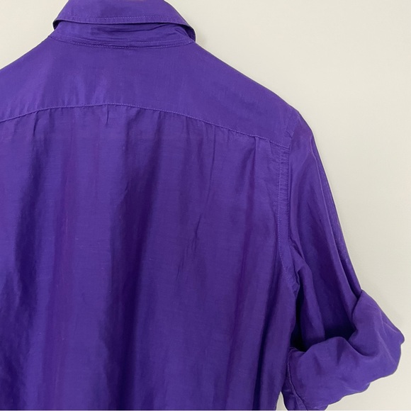 Lauren Ralph Lauren Silk Blend Sheer Button Down Long Sleeve Shirt Medium - Picture 9 of 11